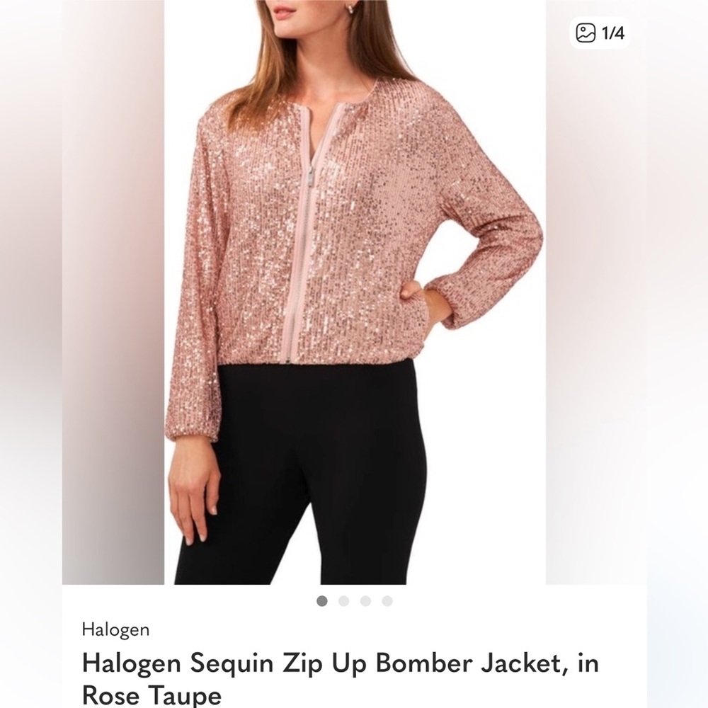 Halogen Pink Sequin Bomber Jacket